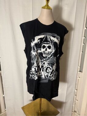 Sons of Anarchy Reaper Graphic Black Sleeveless Muscle Tee Large